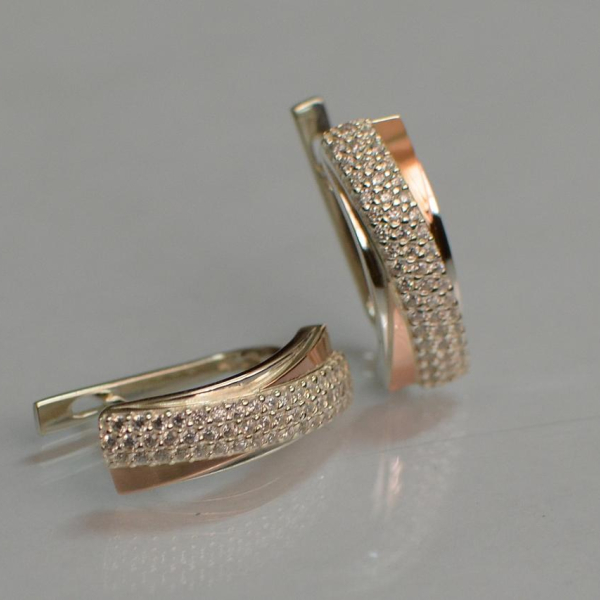 Срібні сережки з золотими вставками