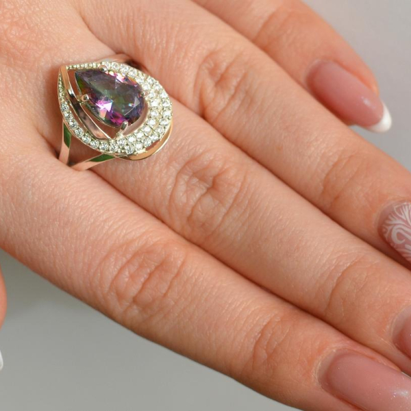 Срібна каблучка з золотими вставками