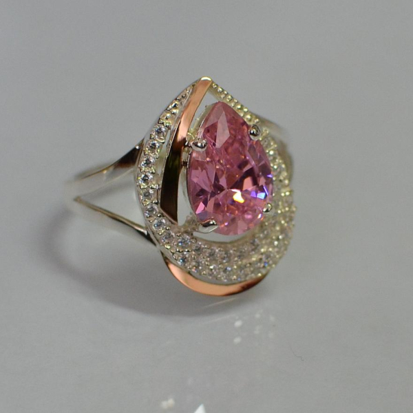 Срібна каблучка з золотими вставками