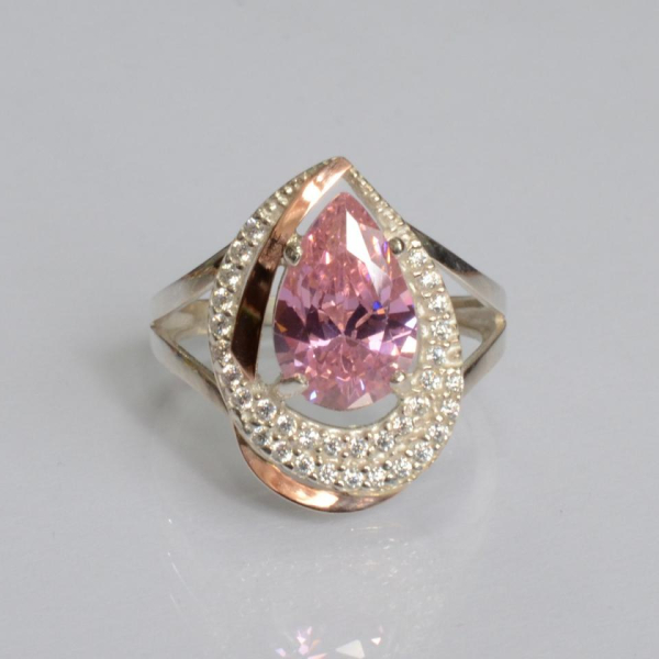 Срібна каблучка з золотими вставками