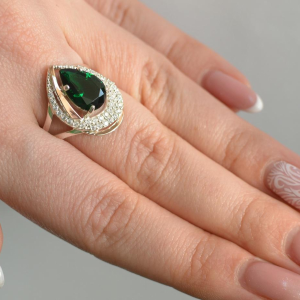 Срібна каблучка з золотими вставками