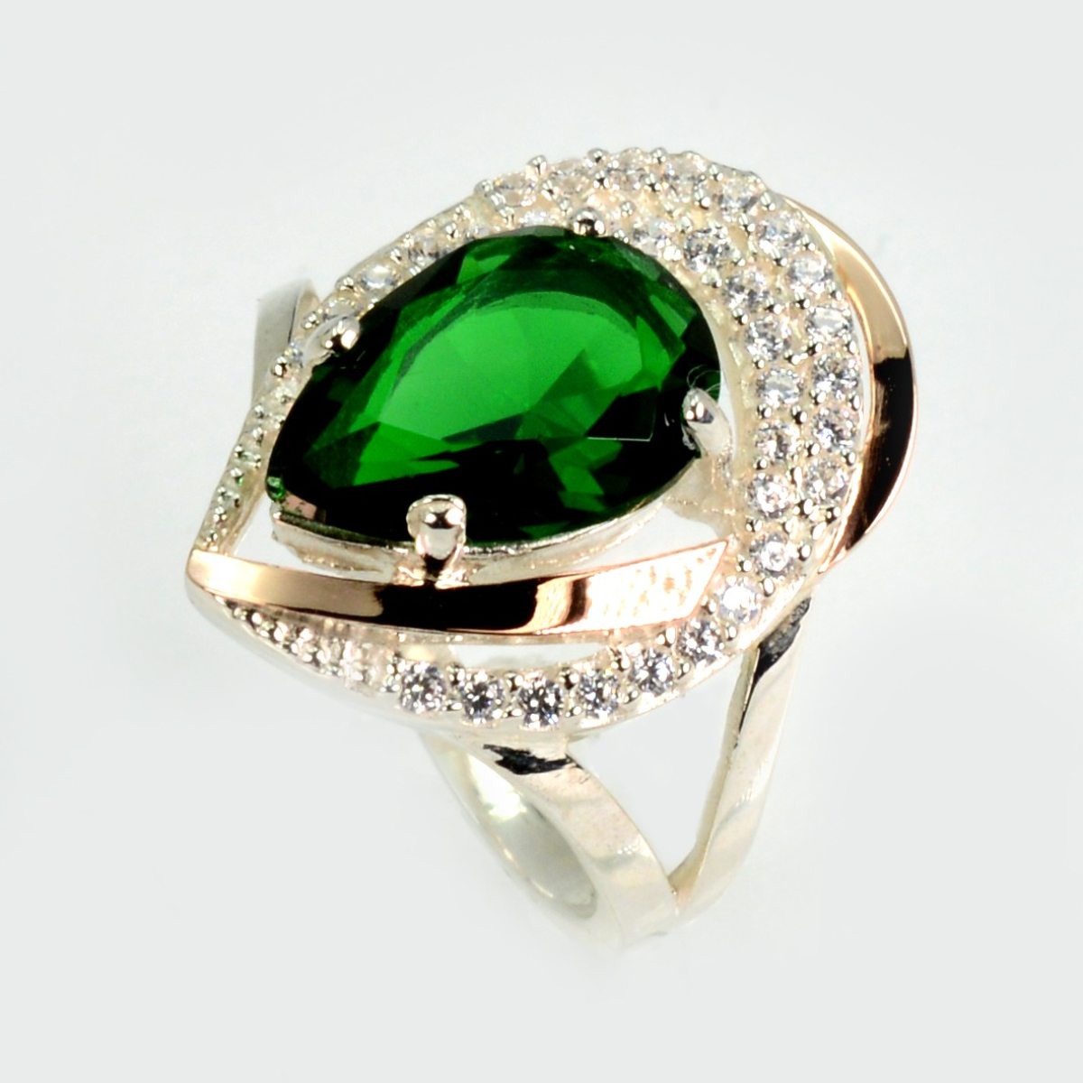 Срібна каблучка з золотими вставками