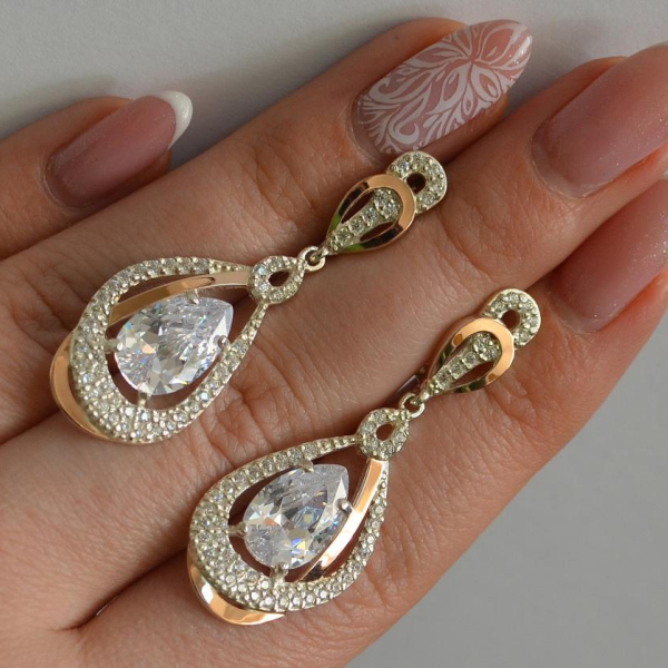 Срібні сережки з золотими вставками