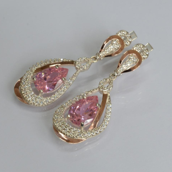 Срібні сережки з золотими вставками