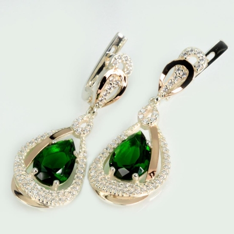 Срібні сережки з золотими вставками