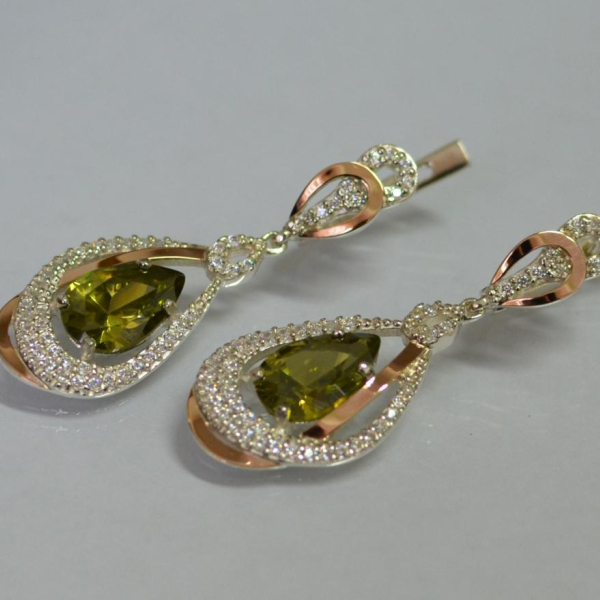 Срібні сережки з золотими вставками