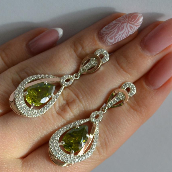 Срібні сережки з золотими вставками