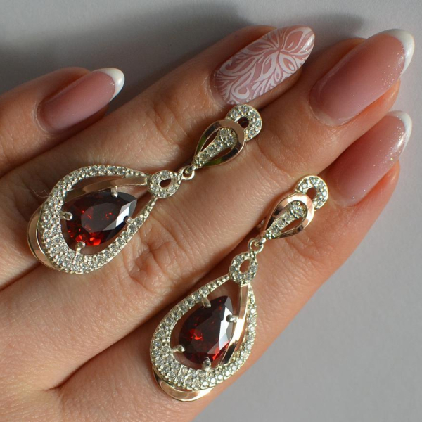 Срібні сережки з золотими вставками