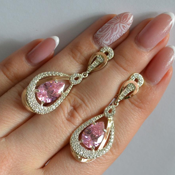 Срібні сережки з золотими вставками