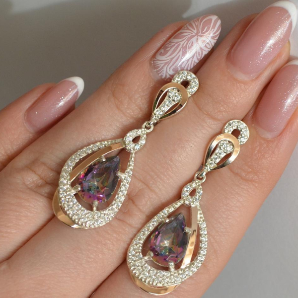 Срібні сережки з золотими вставками