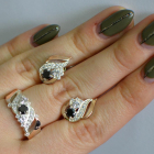 Срібний набір з золотими пластинами