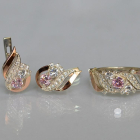 Срібний набір з золотими пластинами