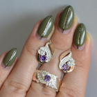 Срібний набір з золотими пластинами