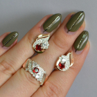 Срібний набір з золотими пластинами