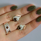 Срібний набір з золотими пластинами