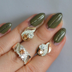 Срібний набір з золотими пластинами