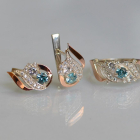 Срібний набір з золотими пластинами