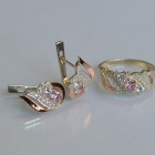 Срібний набір з золотими пластинами