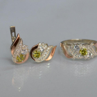 Срібний набір з золотими пластинами