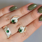 Срібний набір з золотими пластинами