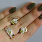 Срібний набір з золотими пластинами