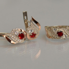 Срібний набір з золотими пластинами