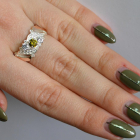 Срібна каблучка з золотими вставками