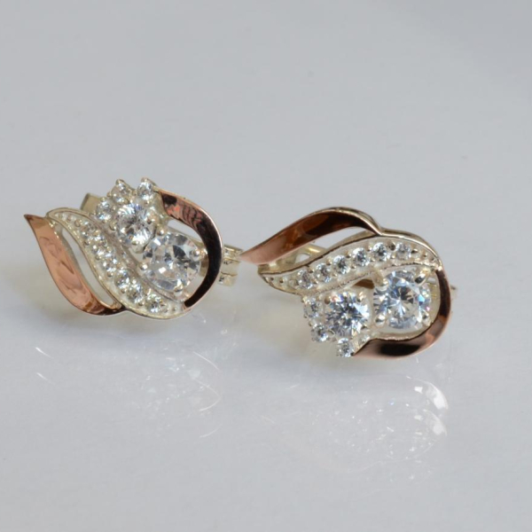 Срібні сережки з золотими вставками