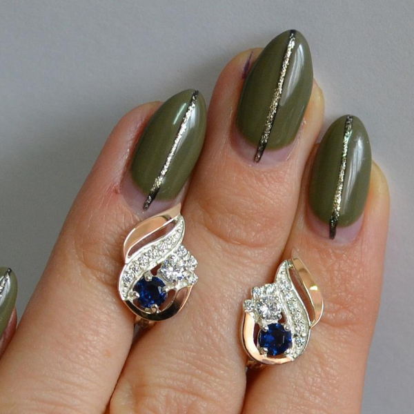 Срібні сережки з золотими вставками