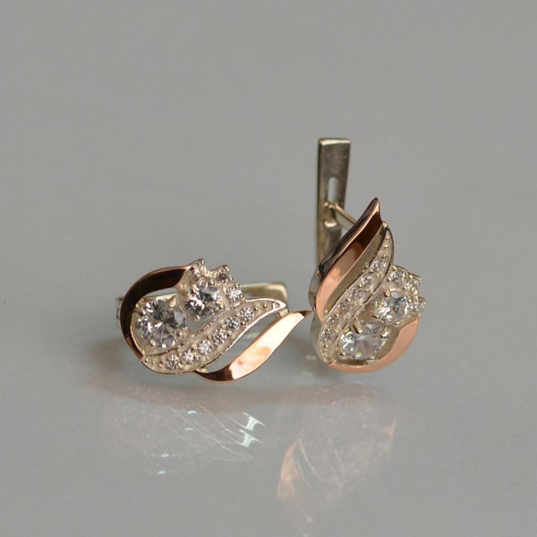 Срібні сережки з золотими вставками