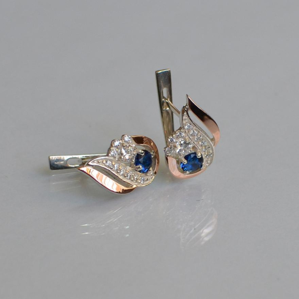 Срібні сережки з золотими вставками