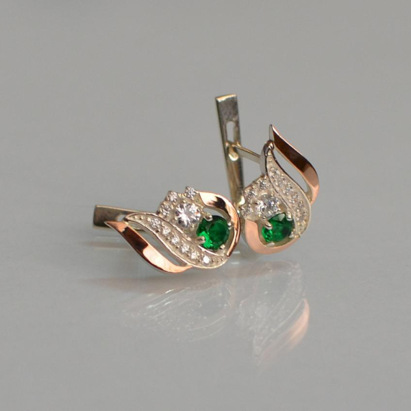 Срібні сережки з золотими вставками