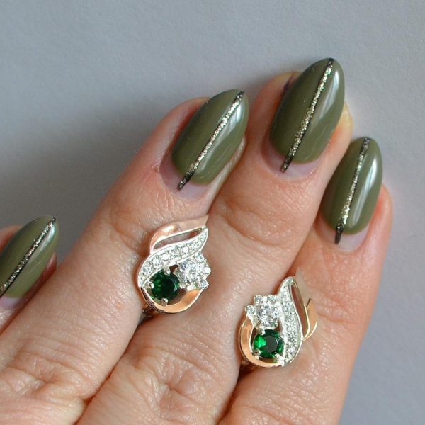 Срібні сережки з золотими вставками