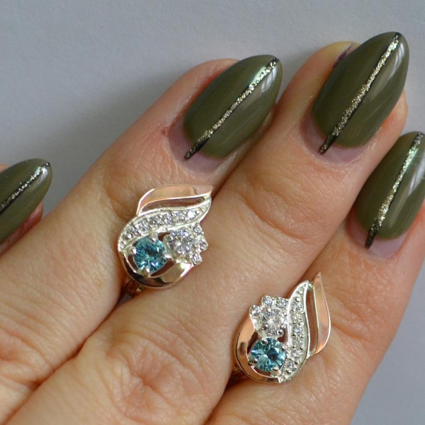 Срібні сережки з золотими вставками