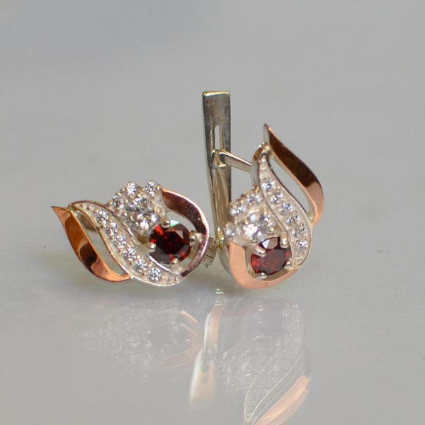 Срібні сережки з золотими вставками