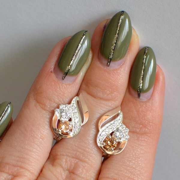 Срібні сережки з золотими вставками