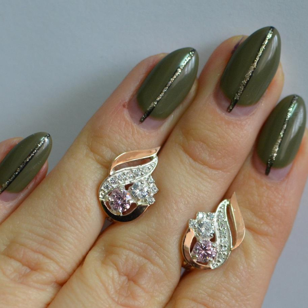 Срібні сережки з золотими вставками