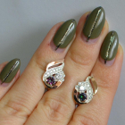 Срібні сережки з золотими вставками