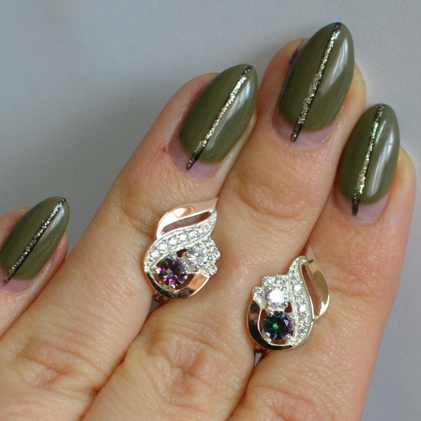 Срібні сережки з золотими вставками