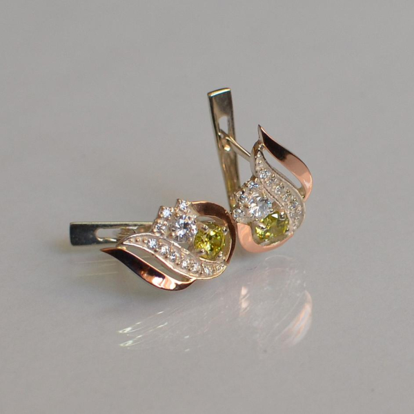 Срібні сережки з золотими вставками