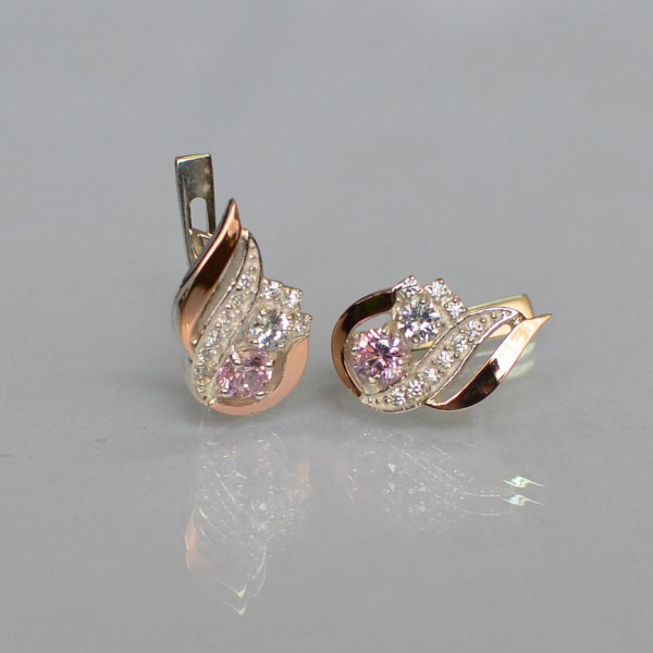 Срібні сережки з золотими вставками