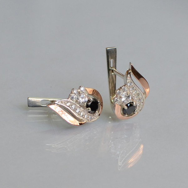 Срібні сережки з золотими вставками