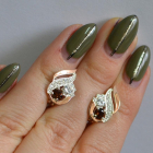 Срібні сережки з золотими вставками