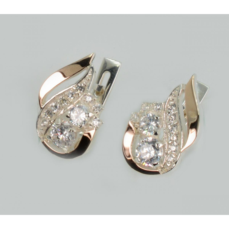 Серебряные серьги с золотыми вставками