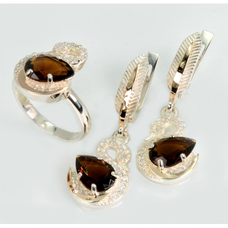 Серебряный набор с золотыми пластинами