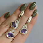 Срібний набір з золотими пластинами