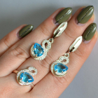 Срібний набір з золотими пластинами