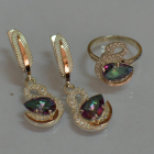 Срібний набір з золотими пластинами