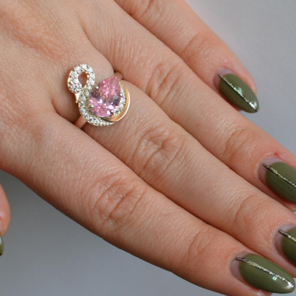 Срібна каблучка з золотими вставками