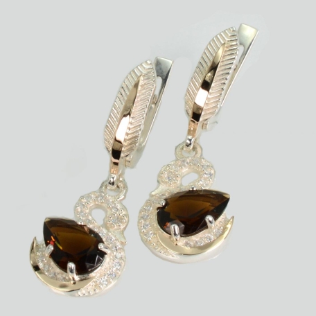 Срібні сережки з золотими вставками